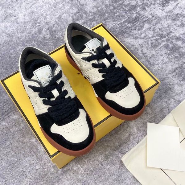 

2022 match sneaker casual shoes designer fashion flat platform woman suede low luxury rubber sole fende little monster big eyes mens womens, Black
