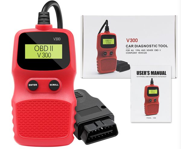 

car diagnostic tool plug and play obd2 code reader obd 2 scanner obdii digital display auto accessories elm 327 v300 hand-held