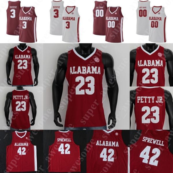 

college wear ncaa alabama crimson tide basketball jersey kira lewis jr jaden shackelford john petty jr herbert jones robert horry alex reese, Black;red