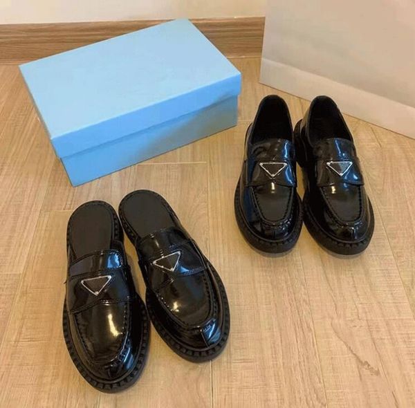 

p triangle lefu shoes women's new british style black small leathers shoes genuine leather thick soled heightening shoe with dust bag s