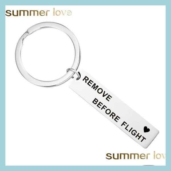 

key rings personalized engraved remove before flight keychain airlines airport kiss me stainless steel couple key drop delivery jewel dhp0n, Slivery;golden