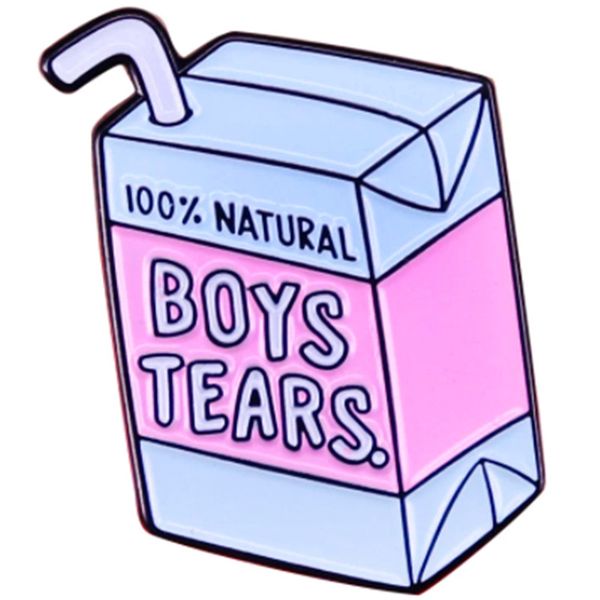 

funny boys tears juice box enamel brooch pins badge lapel pins alloy metal fashion jewelry accessories, Blue