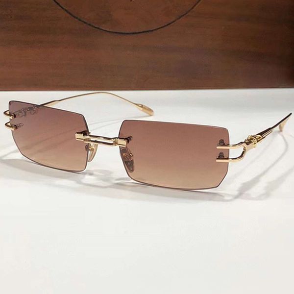 

new retro-vintage titanium big rimless sunglasses uv400 hd gradient lens lightweight hollow carved desig 58-17-150 goggles fullset desig cas, White;black