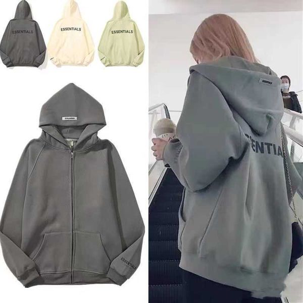 

mens womens warm essentials hooded hoodies fashion streetwear pullover fear god multi thread essentials new fog zipper hoodie men's and, Black