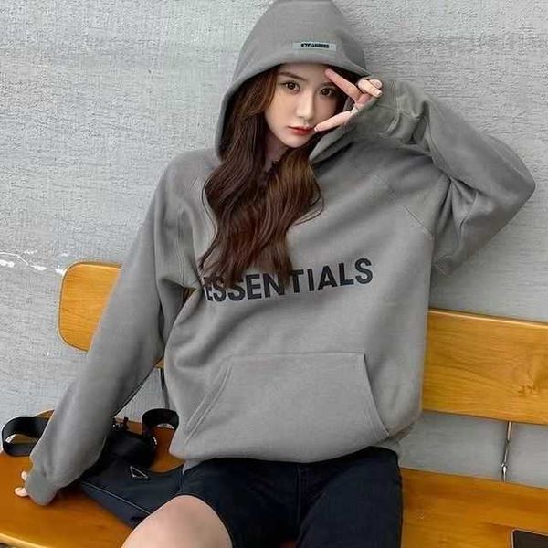 

mens womens warm essentials hooded hoodies fashion streetwear pullover fashion brand fog essentials hoodie and female couple loose f, Black