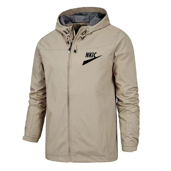 

men's jackets autumn windproof and waterproof zipper solid color brand logo print casual outdoor sports hooded new male designer clothi, Black;brown