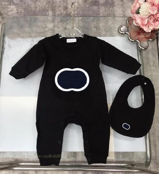 

newborn baby romper bib set autumn o-neck boys girls clothing long sleeve jumpsuits designer toddler kids outfits, Blue