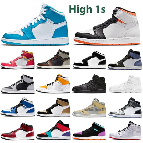 

1 1s basketball shoes og heritage university blue patent bred brotherhood dark mocha pollen bordeaux unc a ma maniere seafoam chameleon men, Black