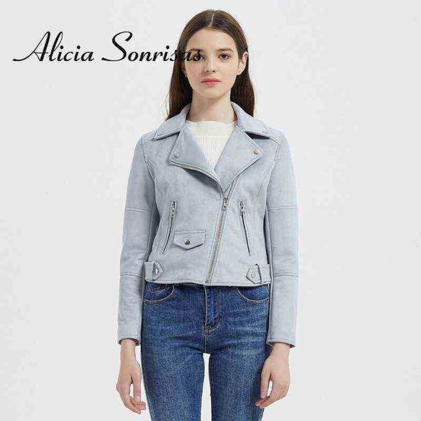 

spring autumn long sleeves cowboy wind handsome jacket women vintage brown slim boyfriend style suede jacket biker jacket j220727, Black