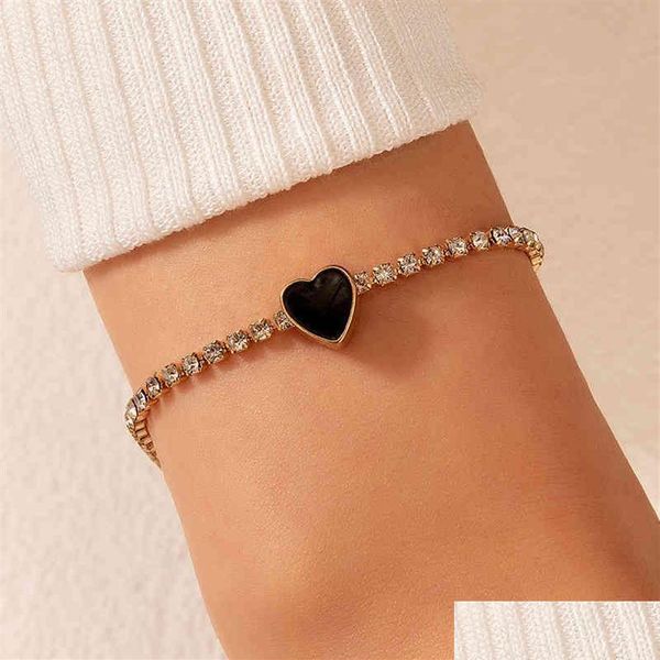 

charm bracelets black dropper love singlelayer bracelet simple fashion metal geometric diamond hand decoration womens crystal orname dhieu, Golden;silver