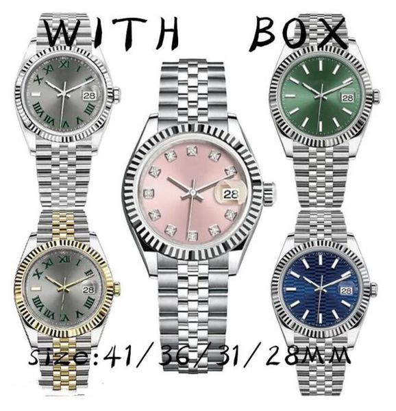 

mens automatic mechanical watch 36/41mm 904l all stainless steel wristwatch ladies 28/31 quartz movement super luminous sapphire waterproof, Slivery;brown