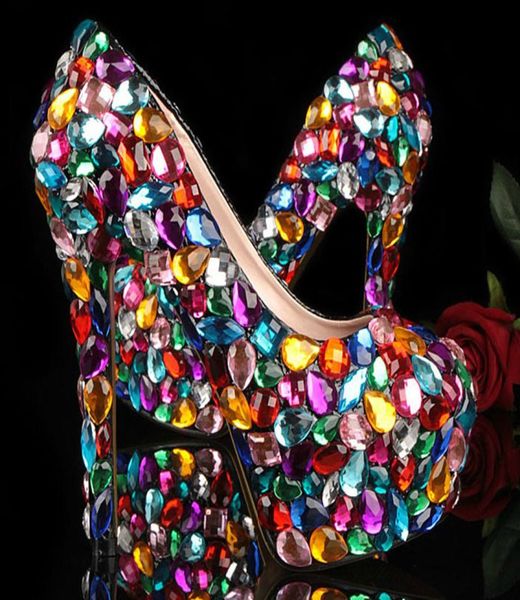

crystal glitter fashion multicolor wedding ladies platform evening shoes graduation ceremony shoes nightclub dancing dress shoes1168231, Black