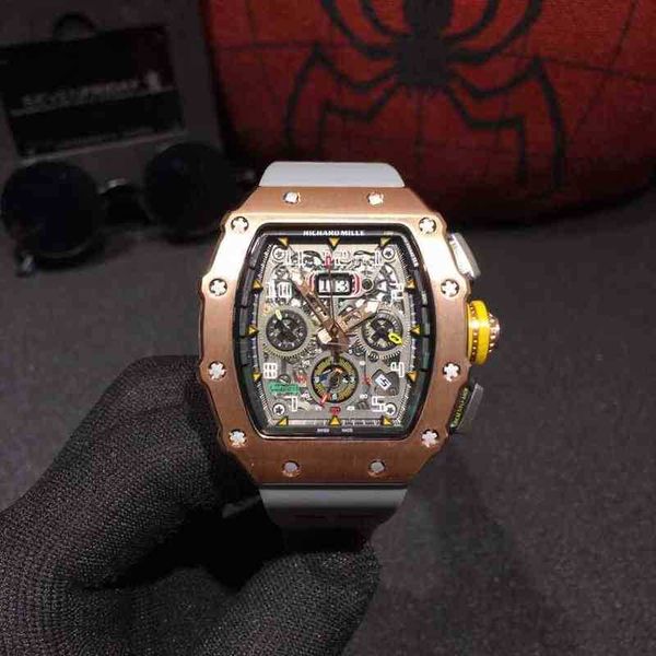

luxury watches for mens mechanical watch richa mill rm11-03 fully automatic movement sapphire mirror rubber watchband swiss brand sport wris, Slivery;brown