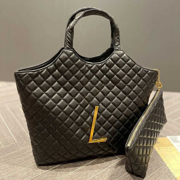 

cosmetic bags cases 2pcs women totes handbags purse check large capacity shopping shoulder bags designer brand metallic oversize letters wit