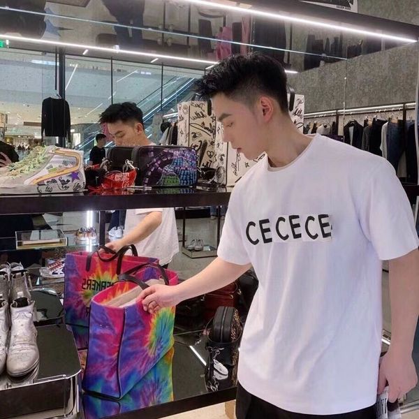 

fashion mens t shirts pure cottont-shirts ce white black short couple's style short casual embossed letter horseshoe sanskrit cross pat