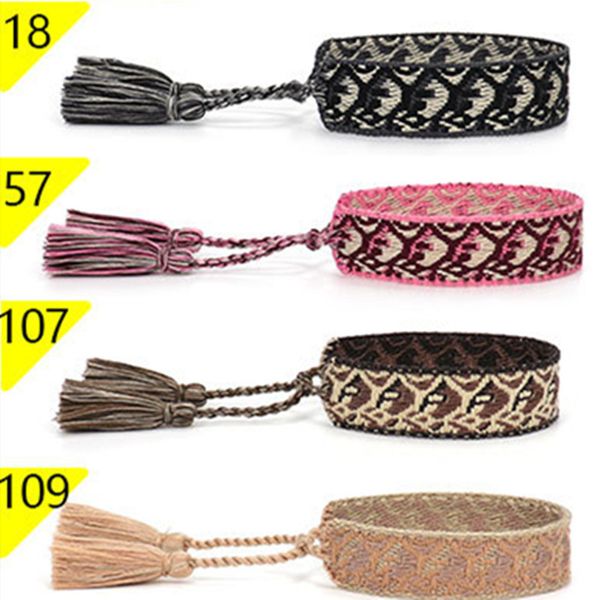 

fashion wovens designers friendship bracelet for luxury brand handmade braided bracelets with tassel print embroidery men bangle bangle char, Golden;silver
