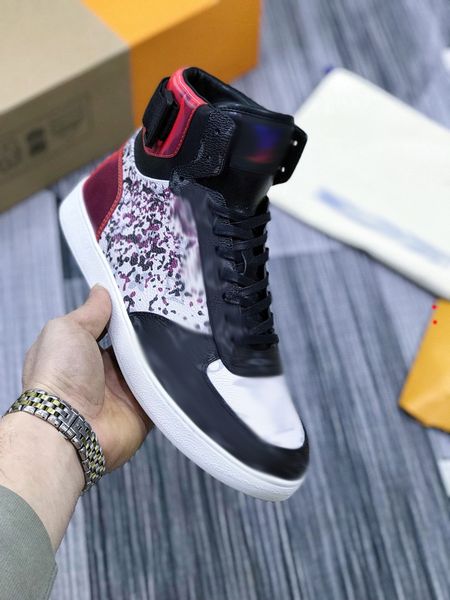 

designer men ankle boot luxury brand platform letter printing martin boots genuine man leather winter booties shoes with box size 39-45 -k09, Black