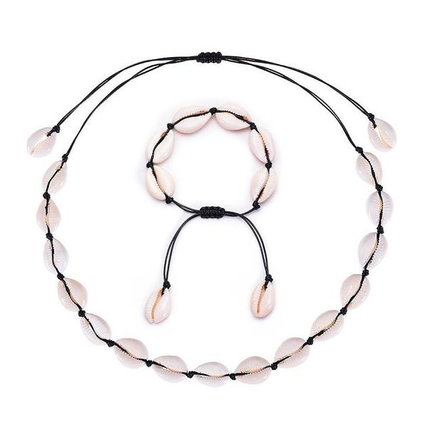 

pendant necklaces nightclub party sea shell collar choker necklace shellhard boho black rope seashell pendant summer beach for women dher7, Silver