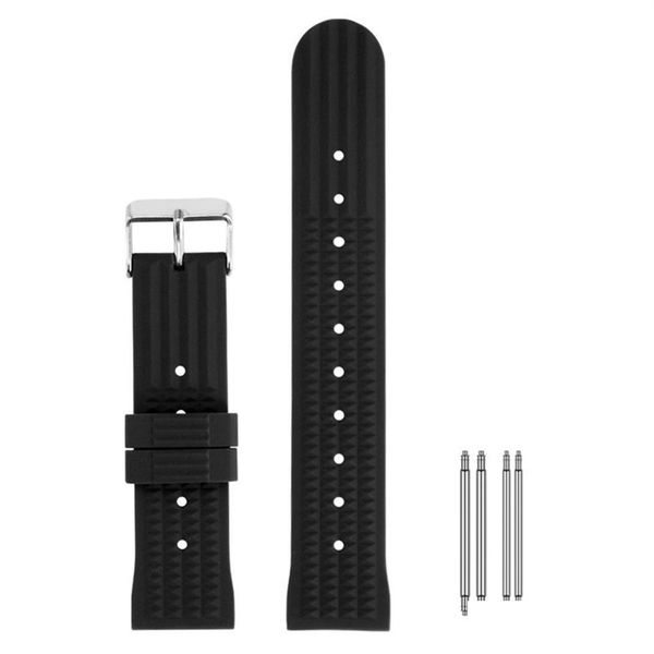 

watch bands 20mm 22mm rubber watch band waterproof diver replacement wristband black blue sile bracelet strap spring bars pin buckle oti7h, Black;brown