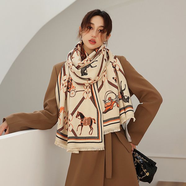 

2023 vintage autumn new and carriage cashmere winter scarf fashion decoration long style with warm women's shawl 1fyd, Blue;gray