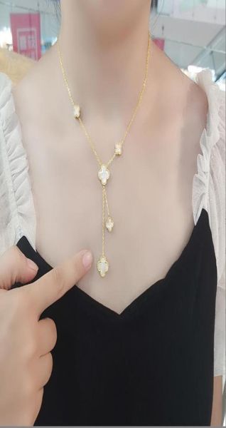 

popular necklace female doublesided clover clavicle chain female simple light luxury temperament pendant7770134, Silver