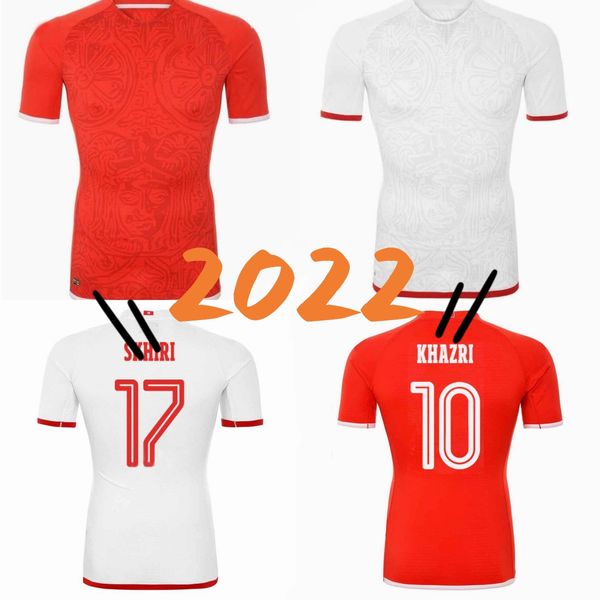 

22 23 tunisia home soccer jerseys msakni khazri khalifa maaloul maillots de foot shirt away national team football uniform 2022, Black;yellow
