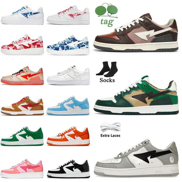 

2023 fashion designer quality running shoes sk8 low bapestas abc camo pink blue green red rocket grey orange bluck white women mens sports s