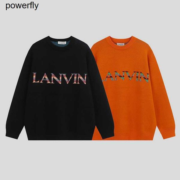 

men's hoodies sweatshirts designer winter 2022 new lanvins loose crew neck sweater men women fashion streetwear tee, Black
