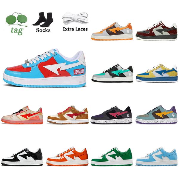 

2023 fashion designer bapestas shoes roda sta platform casual shoe sneakers captain brick red patent leather black camo green wen women spor