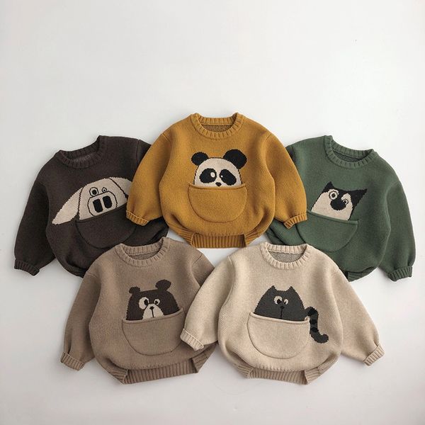 

pullover milancel winter kids clothes sweaters cartoon boys knitwear korean style children 221115, Blue