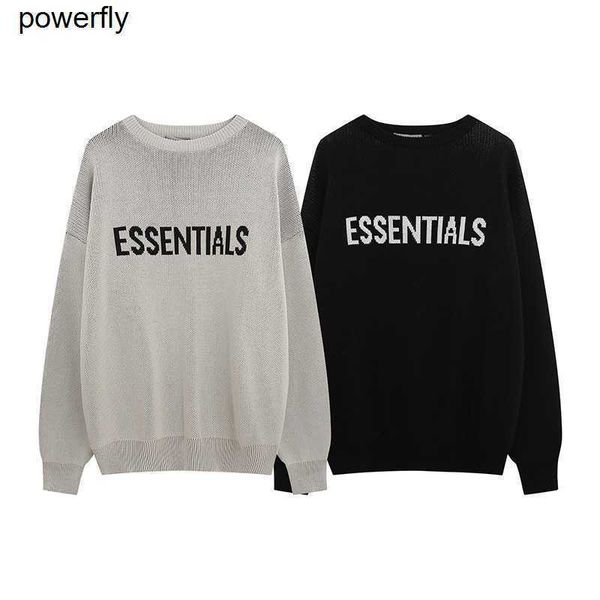

men's sweaters designer fashion brand essential men's women's loose round neck streetwear sweater, White;black