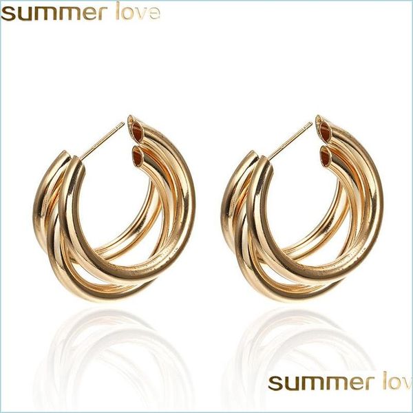 

charm new simple design cshape earrings metal wind letter round shape hoop for women sier gold bridal fashion jewelry wholesale drop dhsot, Golden