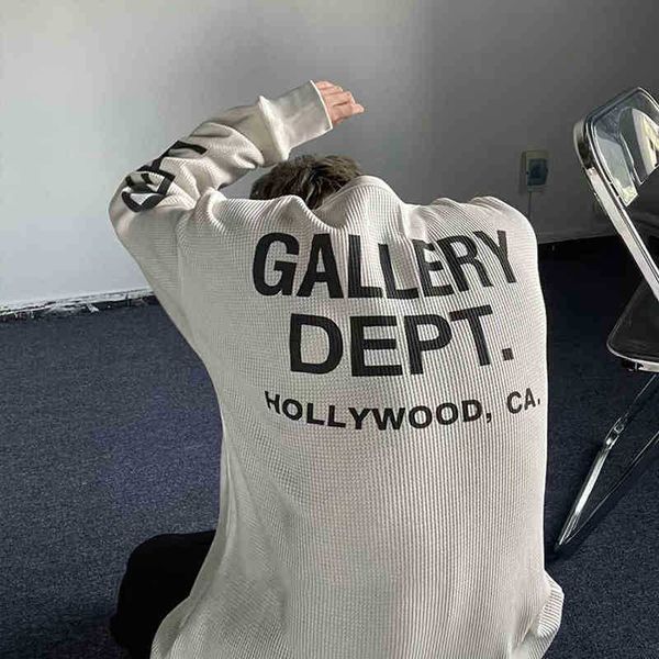 

designer 2022 fashion men's hoodies cotton sweater fashion brand galleryt deptss waffle sweatshirt american high street loose letter pr, Black