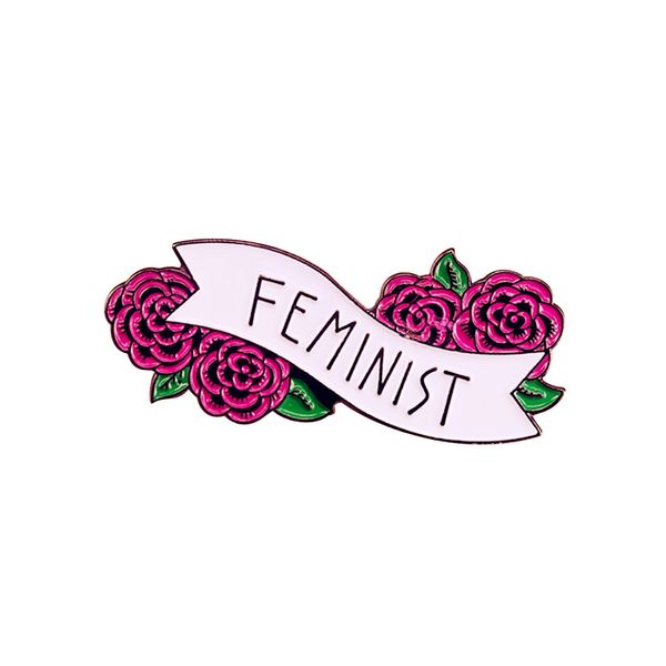 

feminist flower enamel brooch pins badge lapel pins alloy metal fashion jewelry accessories gifts, Blue