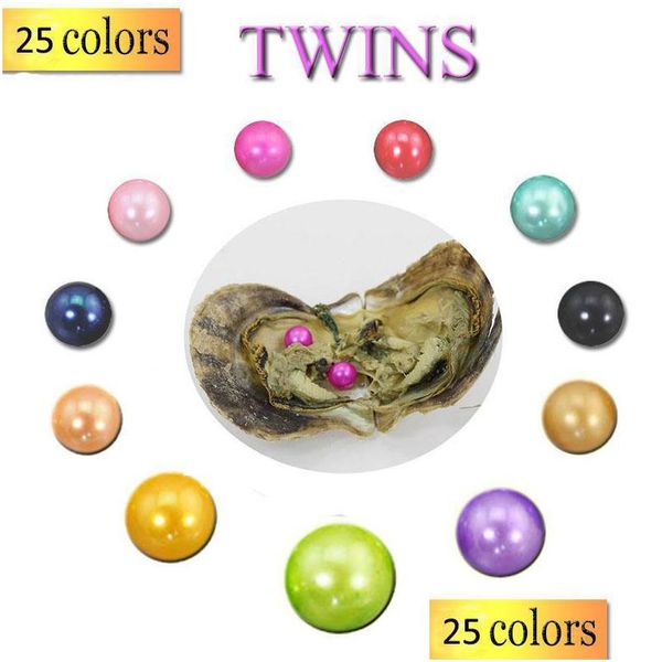 

pearl wholesale 25 colors 67mm natural twin pearls in saltwater diy oysters akoya with double inside love wish pearl gifts drop deli dh9vj, White