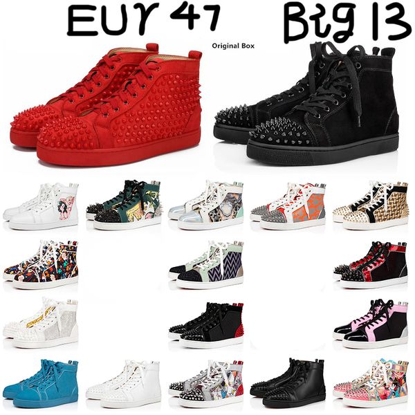 

with 2023 box casual shoes bottoms shoe men women sneakers designer platform luxury loafers vintage red high help flat fashion big trainers, Black
