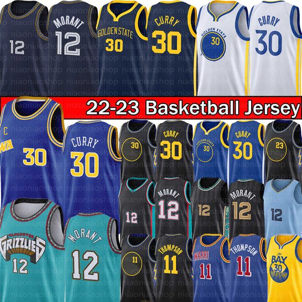 

basketball jerseys morant 12 ja stephen 30 curry klay 11 thompson memphises 23 green looney men warriores 2022 2023 city shirt edition, Black;red