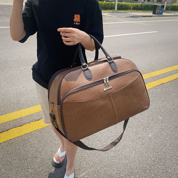 

duffel bags yilian handheld leather shortdistance travel bag male slant pu duffel bag female retro british style business boarding bag 22111