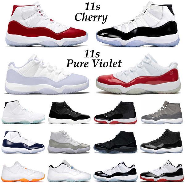 

jumpman 11 cherry basketball shoes men women 11s low pure violet midnight navy cool grey bred concord 45 space jam mens trainers sport, Black