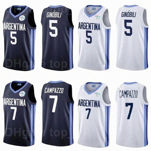 

2021 tokyo argentina basketball jersey 7 facundo campazzo 5 manu ginobili 4 luis scola 29 patricio garino 14 gabriel deck 12 marcos delia ma, Black