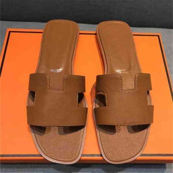 

slippers herms slipper women designer designer genuine leather sandals summer oran flat flip flops crocodile skin slides ladies beach sandal, Black