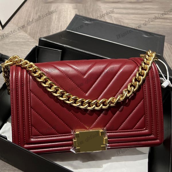 

classic women boy v-stitch quilted bags genuine leather vintage gold silver metal chain handle totes shoulder strap crossbody designer high