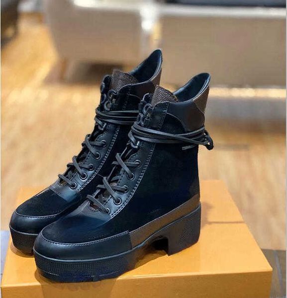 

brand boots designer design women ankle fashionable short boots with thick soles 5 cm heel heavy, Black