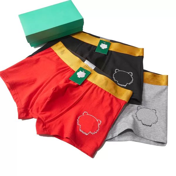 

mens underpants fashion letters tiger pattern boys hiphop boxers 3 pieces boxed boys underwear, Black;white