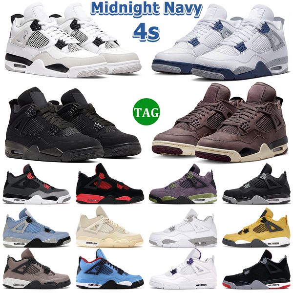 

4 basketball shoes men women 4s midnight navy military black cat violet ore red thunder university blue taupe haze sail canvas mens trainers