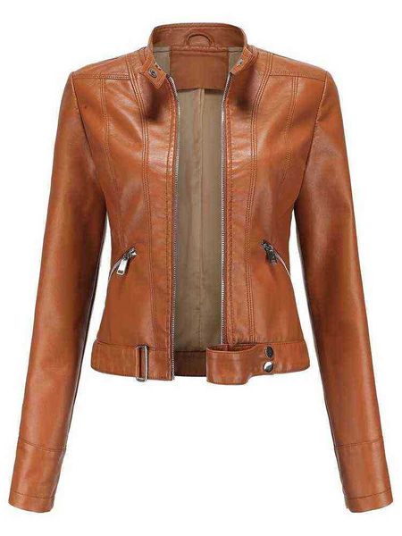 

autumn pu faux leather jackets women 2022 biker motorcycle jackets female streetwear oversized jacket casual outerwear j220727, Black