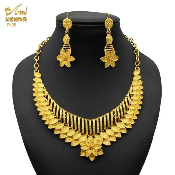 

wedding jewelry sets indian gold colour nigerian necklace and earrings 24k plated jewellery bridal dubai luxury party gifts 221115, Slivery;golden