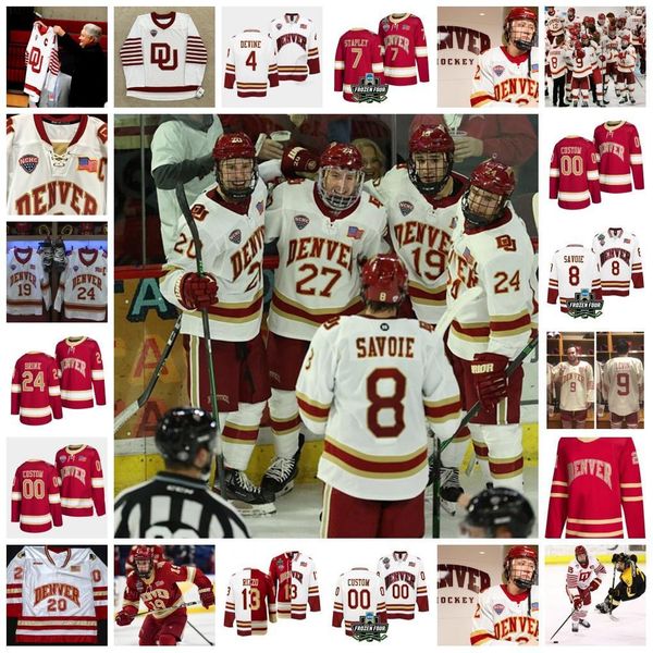 

2022 ncaa frozen four championship custom denver pioneers du ice hockey jersey 19 kevin dineen 12 joe colborne 25 matt carle 21 ryan caldwel, Black;red