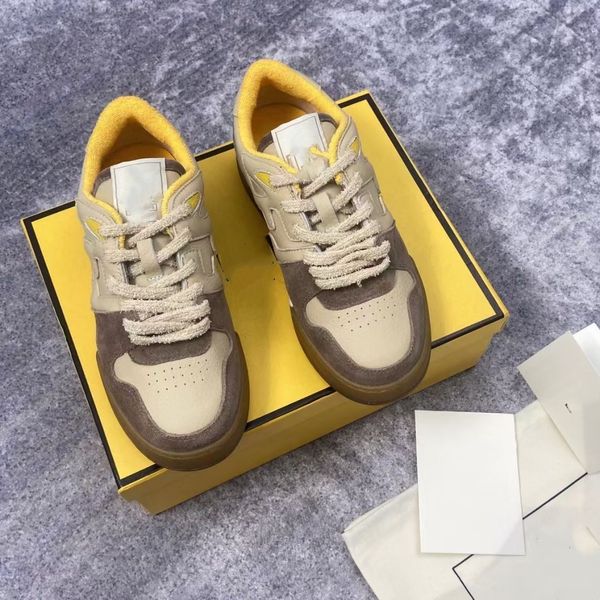 

2022 match sneaker casual shoes designer fashion flat platform woman suede low luxury rubber sole fende little monster big eyes mens womens, Black