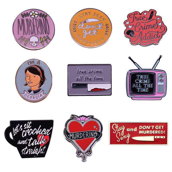 

my favourite murder series brooch ssdgm true crime fan pin murderino gift, Blue